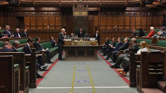 Boris Johnson and Keir Starmer in a socially distanced House of Commons chamber, 23 September 2020. ©UK Parliament / Jessica Taylor