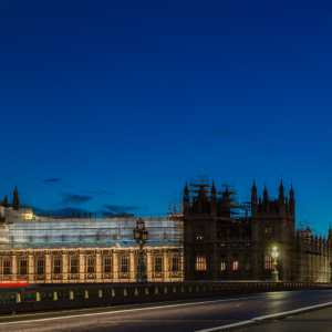 Houses of Parliament in scaffolding