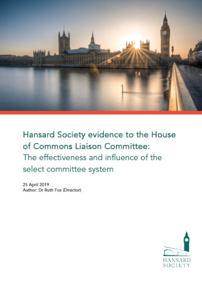 Cover image for House of Commons Liaison Committee evidence, 25 April, 2019