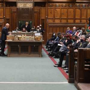 The Secretary of State for Health and Social Care, the Rt Hon Sajid Javid MP, making a statement to the House of Commons updating Members on Covid-19, 8 December 2021 (©) House of Commons / Jessica Taylor