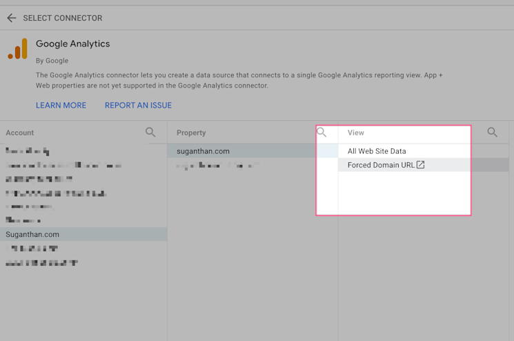 Google Analytics view with filter