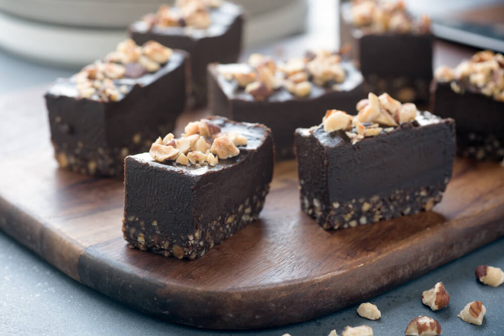 Chocolate hazelnut truffle squares