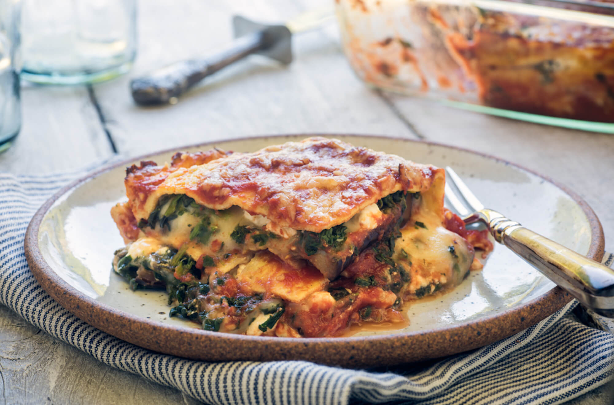 vegetarian cheese eggplant spinach lasagna