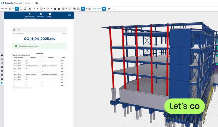 CSV Import Extension for Trimble Connect screenshot 1