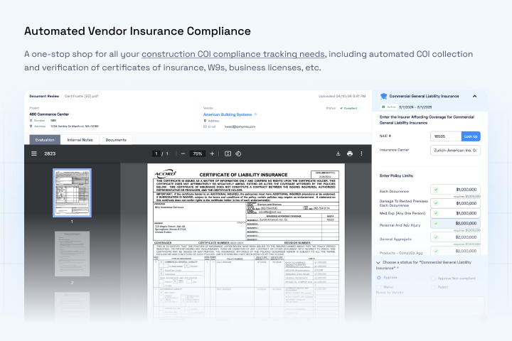 Automated COI & Endorsement Collection