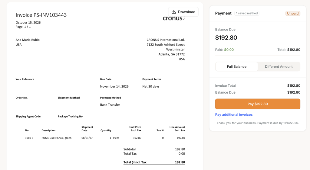Payment links on Spectrum Invoices or Work Orders
