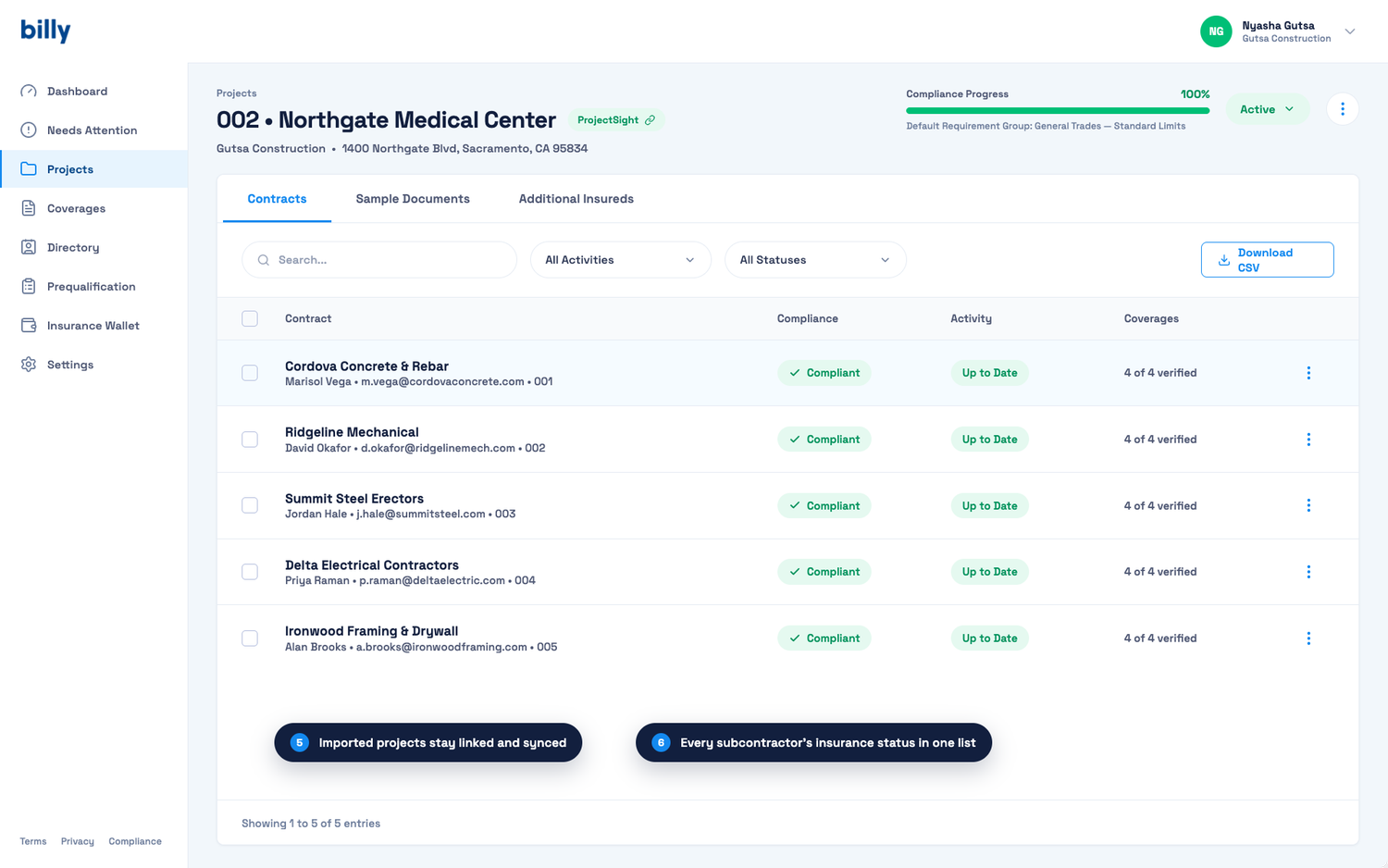 Sync ProjectSight Projects, Contracts & Purchase Orders