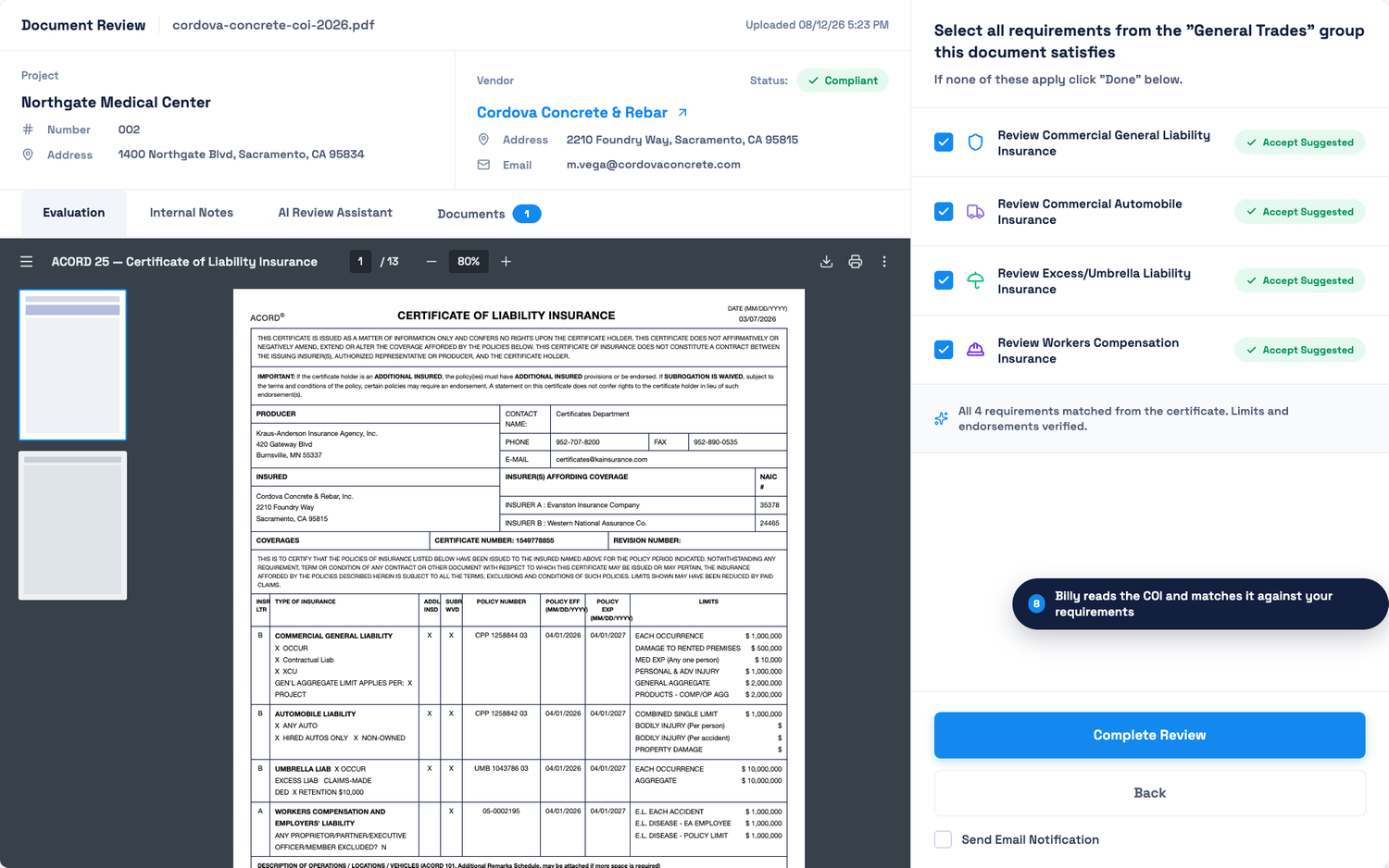 Validate Insurance Requirements