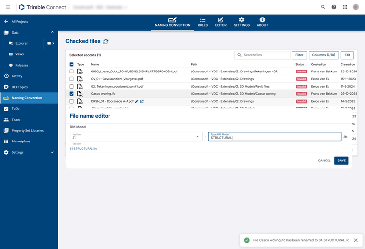 Naming Convention Extension for Trimble Connect screenshot 1