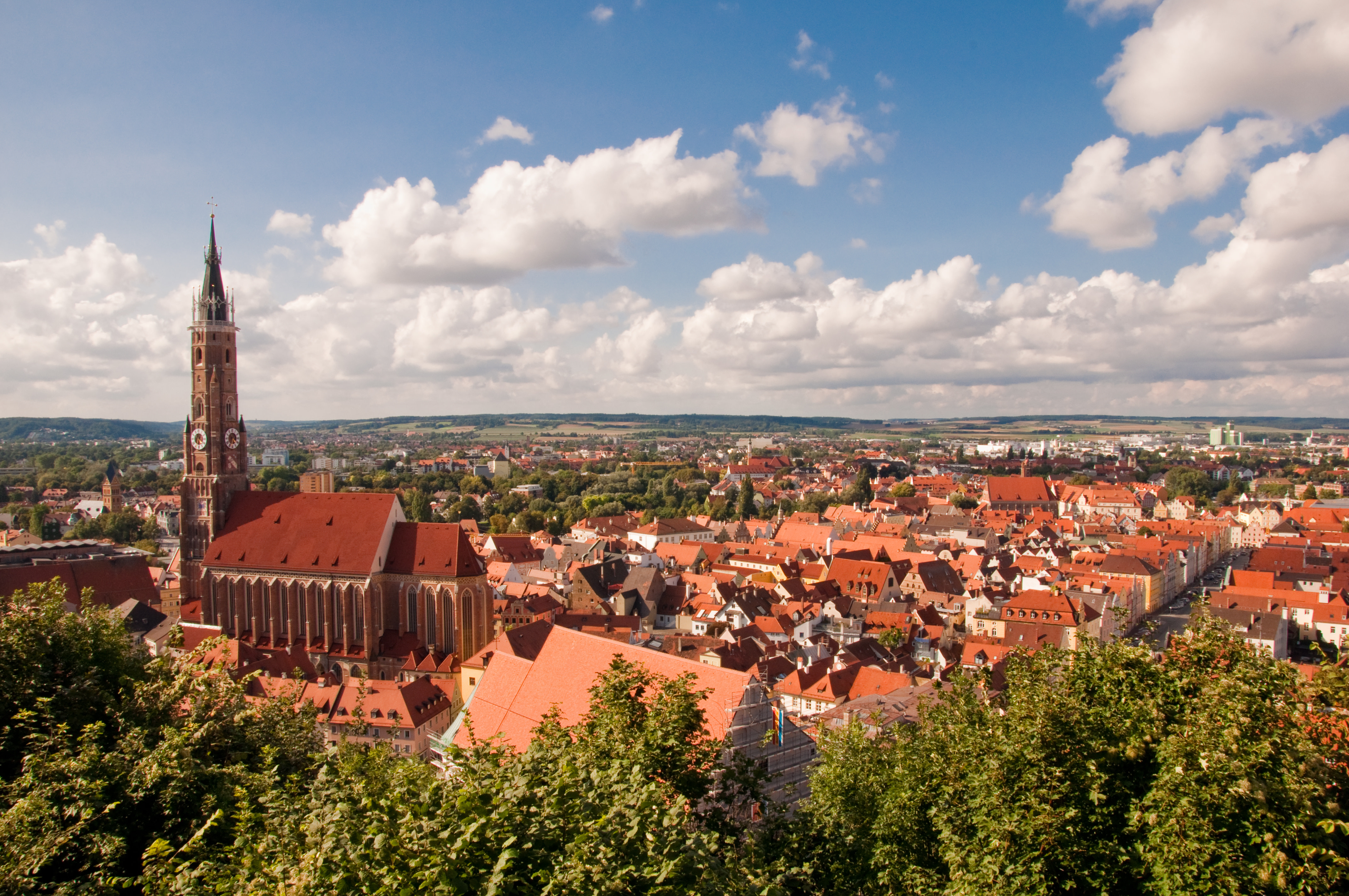 Ansicht der Stadt Landshut von oben
