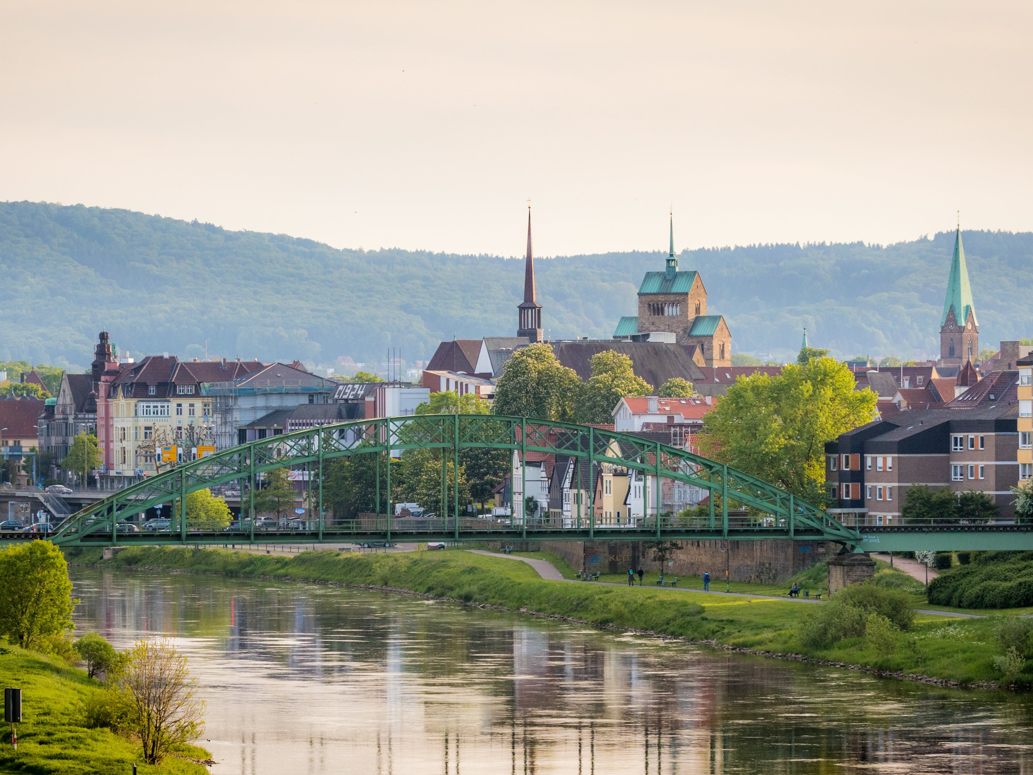 Ansicht der Stadt Minden von der Weser aus