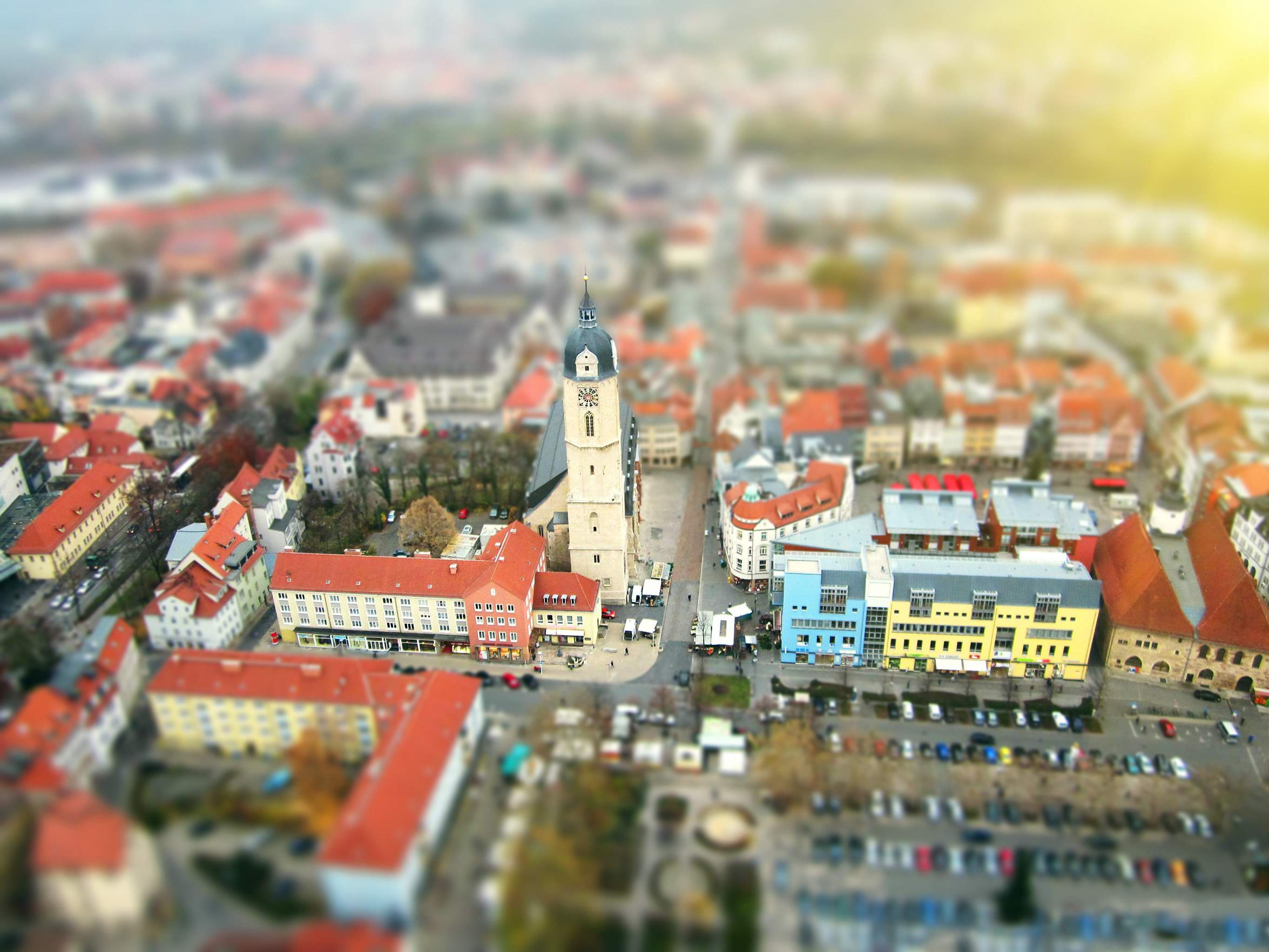 Ansicht der Stadt Jena aus der Vogelperspektive