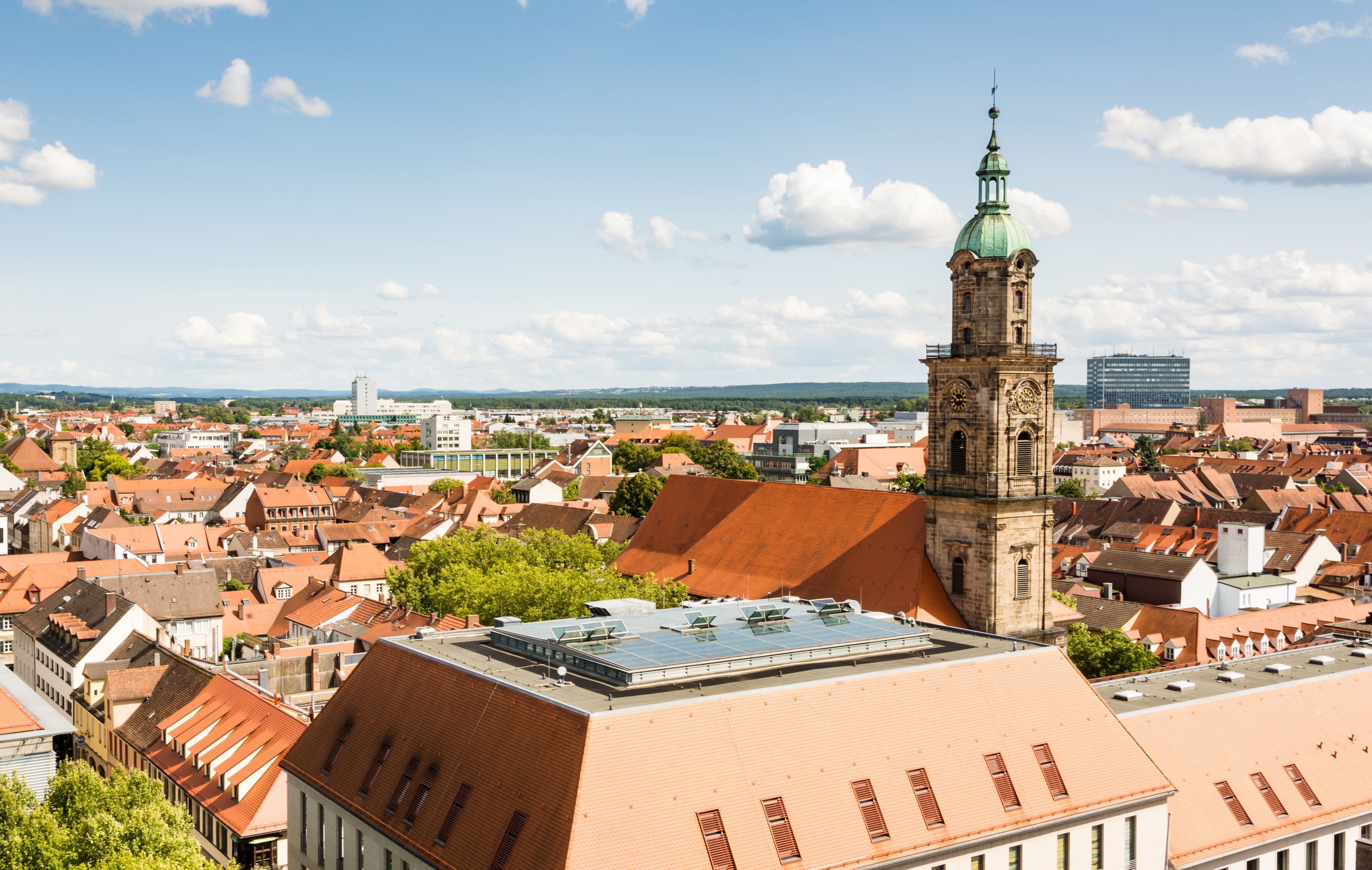Ansicht der Stadt Erlangen von oben 