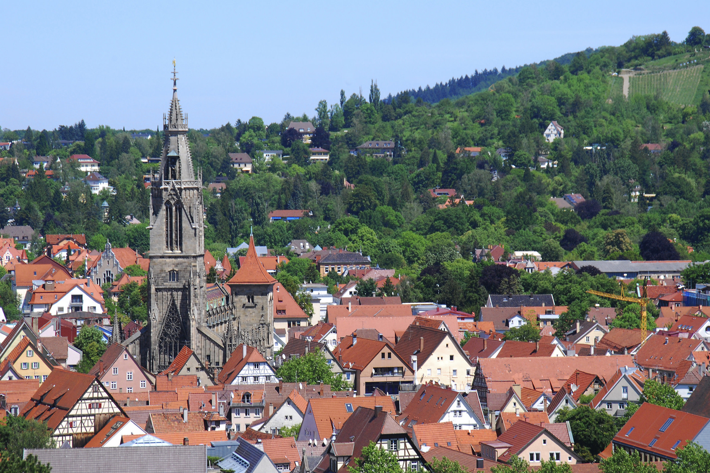 Ansicht der Stadt Reutlingen mit Blick über die Dächer