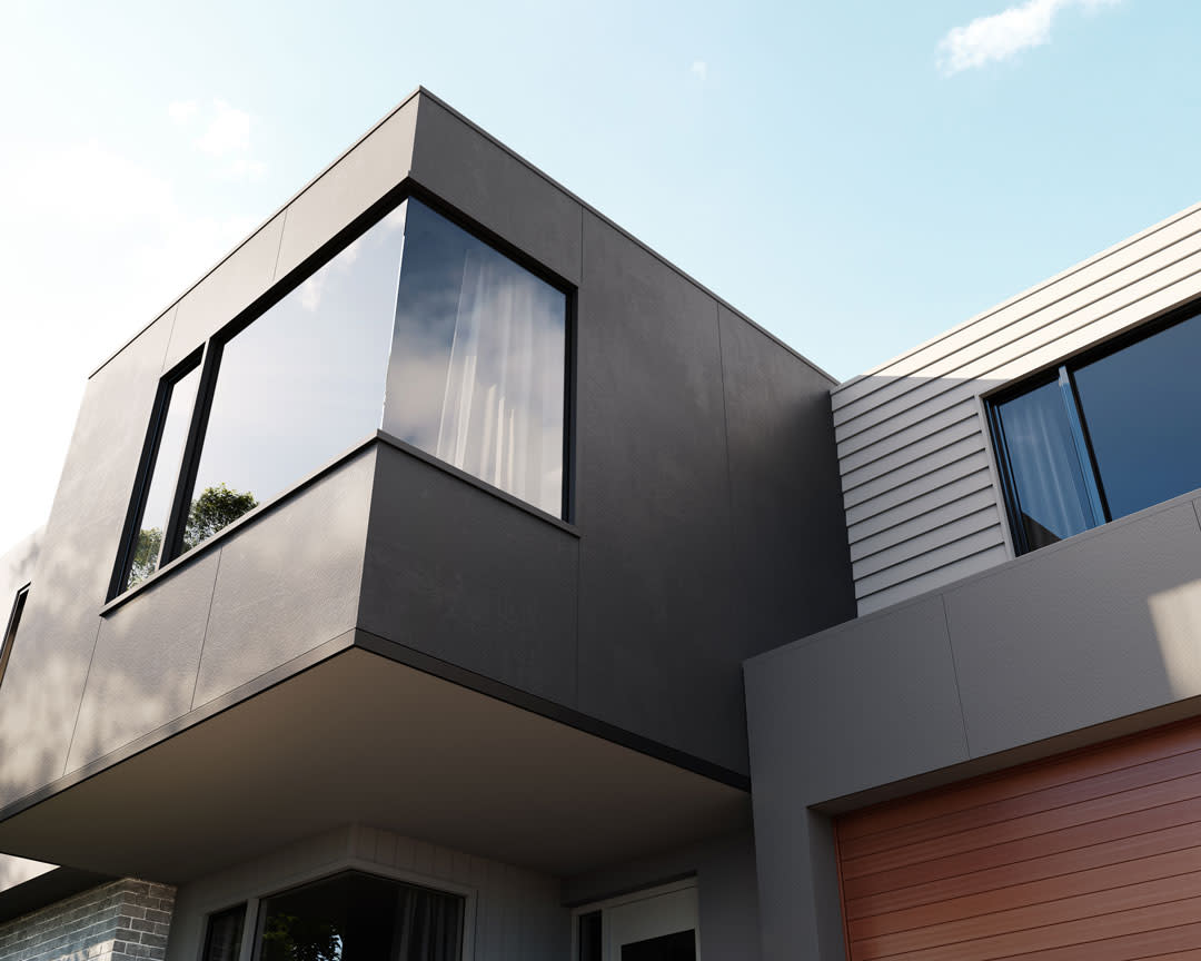 An easy way to achieve a rendered look with textured fibre cement sheet