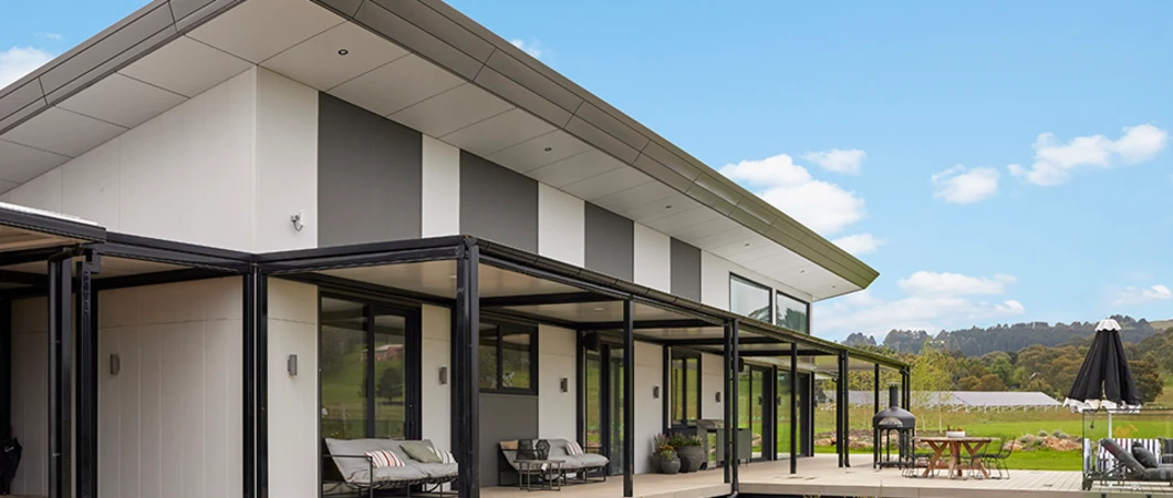 Rachel and Ryan's Modern Mixed Cladding Pavilion Extension | The Block 2022 Tree Change