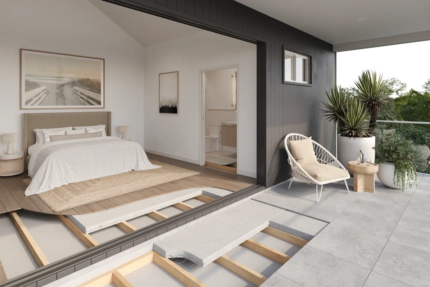 Hardie™ Gravis™ Panel Floor with Hardie™ Secura™ Flooring in ensuite