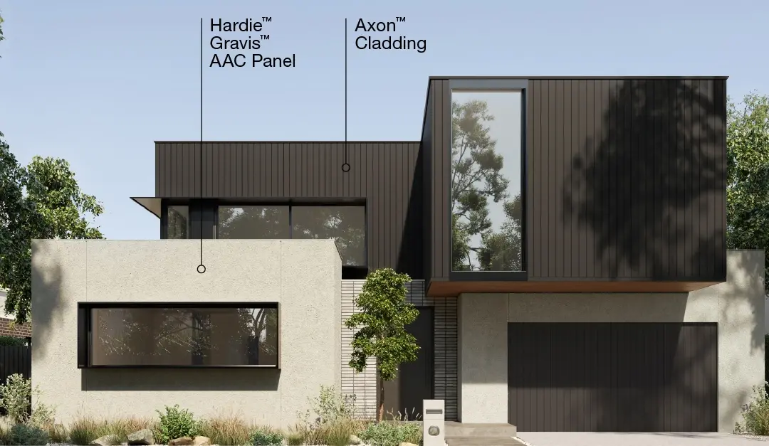Box Modern | Ground Floor: Hardie™ Gravis™ Panel |  Upper Floor: Axon™ Cladding Smooth 133