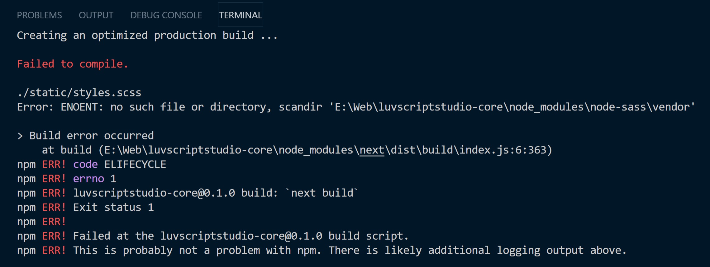 I migrate to NextJS API Routes - Build error ENOENT node-sass vendor