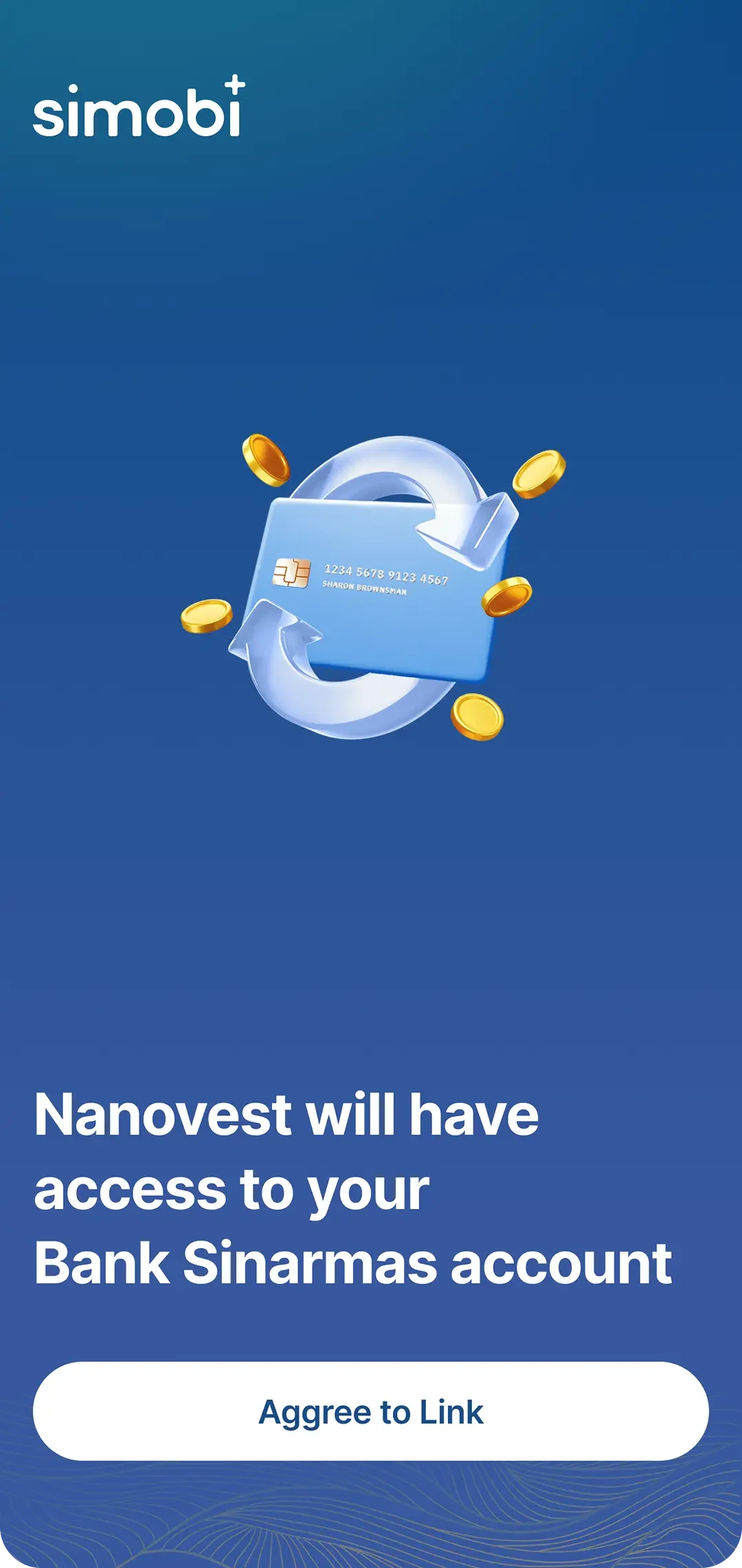 Consent screen asking the user to let Nanovest access their Bank Sinarmas account.