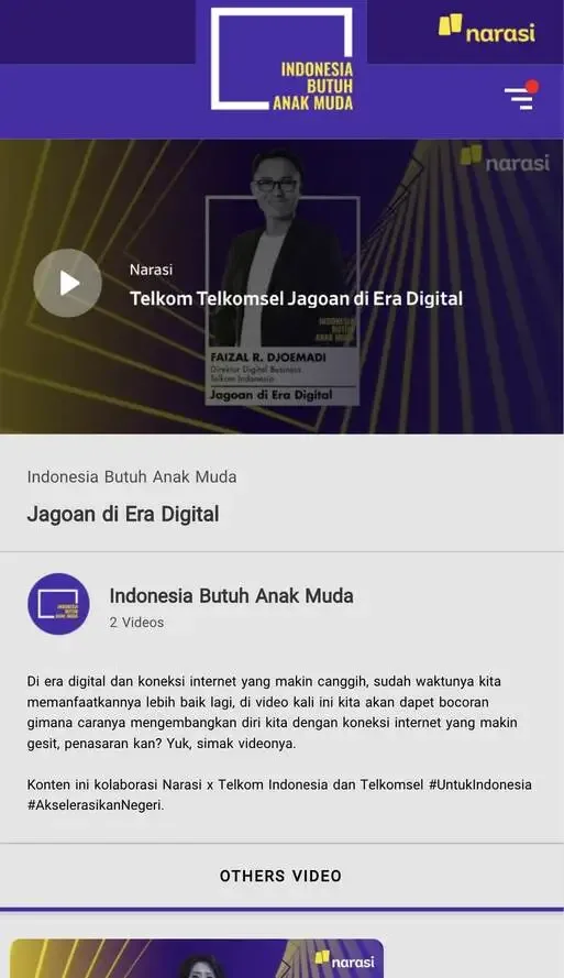 Mobile video page for a talk session with description and other videos.
