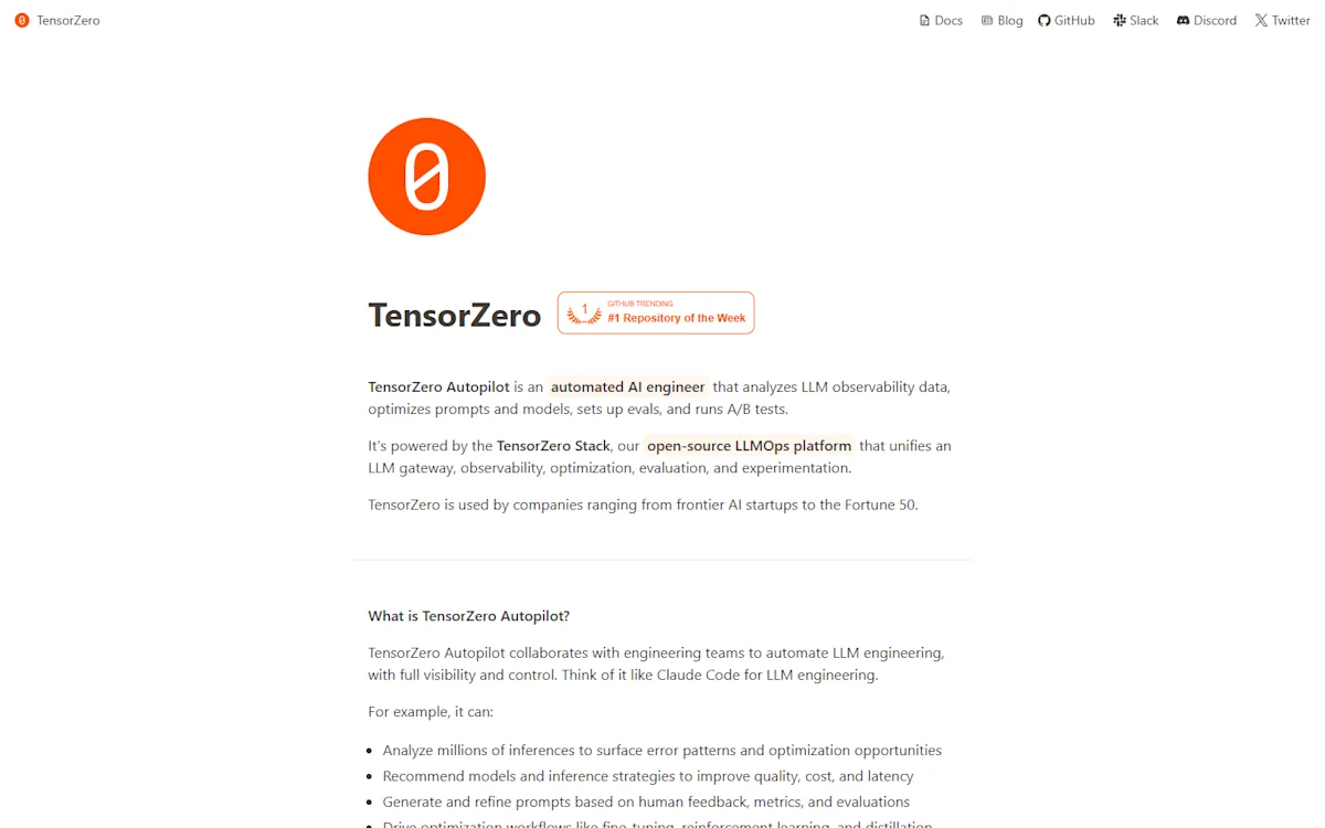 TensorZero Homepage