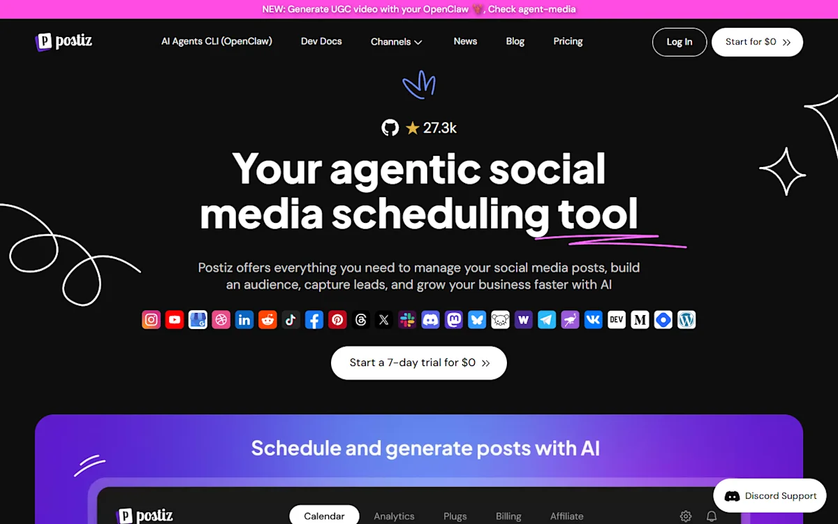 Postiz Homepage