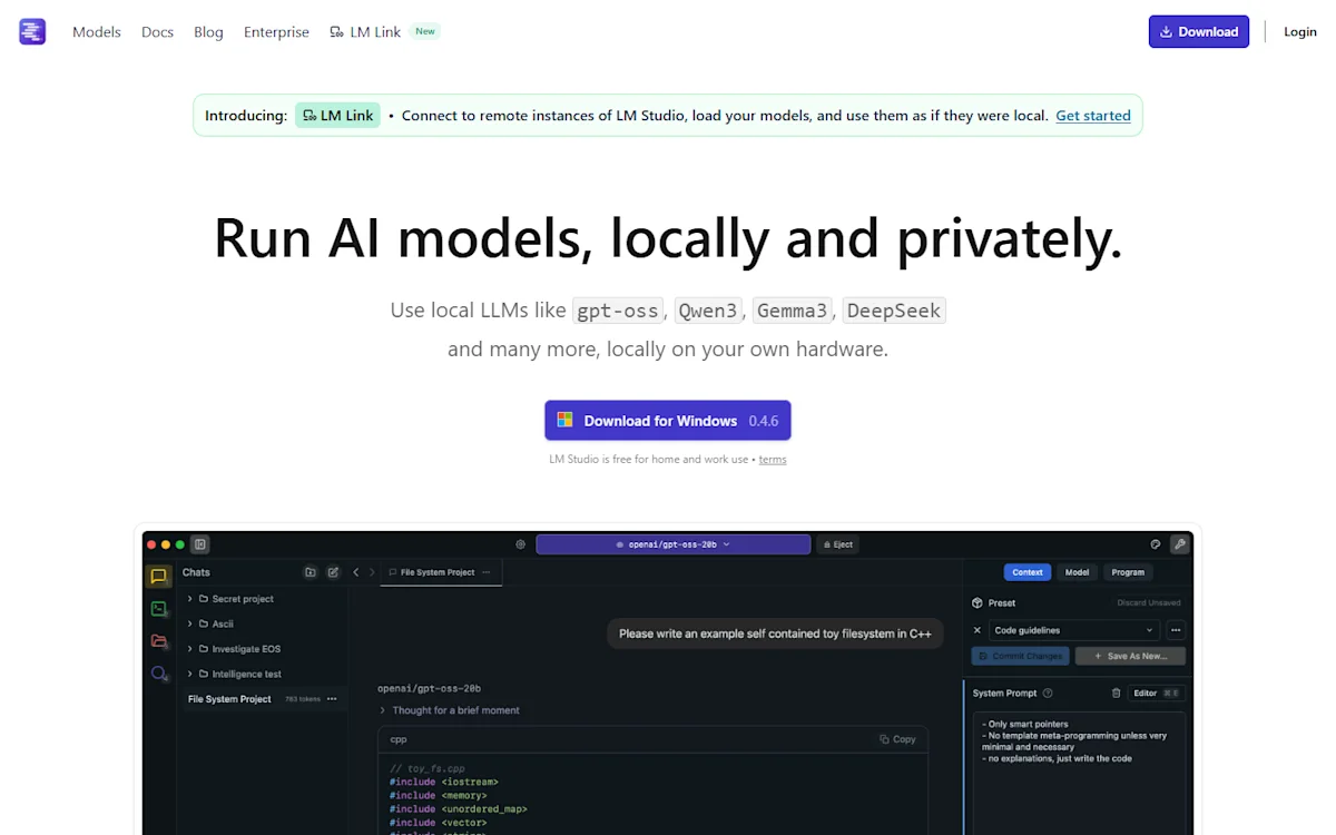 LM Studio Homepage