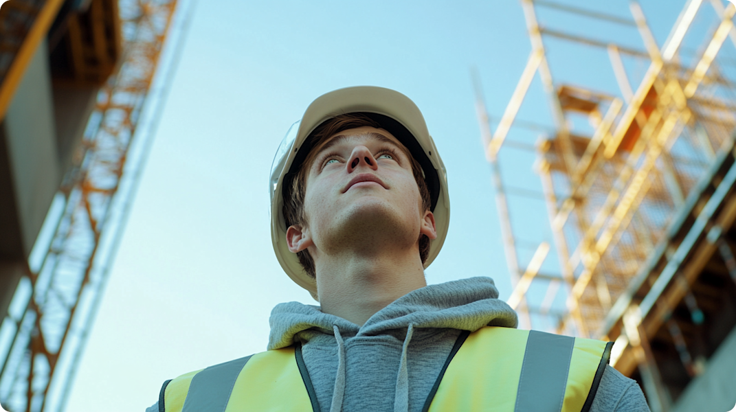 Student werkt met een digitale bouw tool