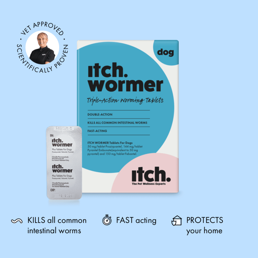 Itch Wormer Tablet, Double-Action worming tablets for Cats & Dogs - Itch Wormer Box