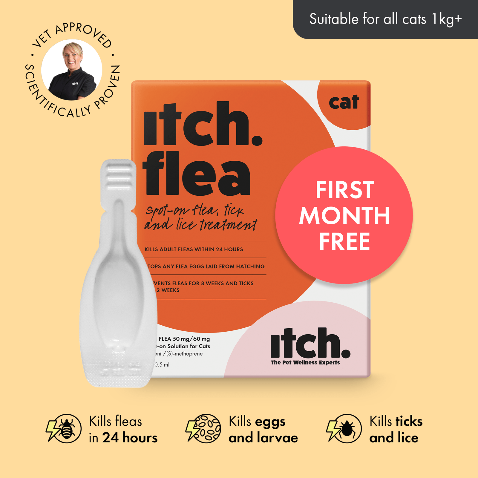 Flea Treatment for Cats Kills Fleas, Eggs and Ticks Itch