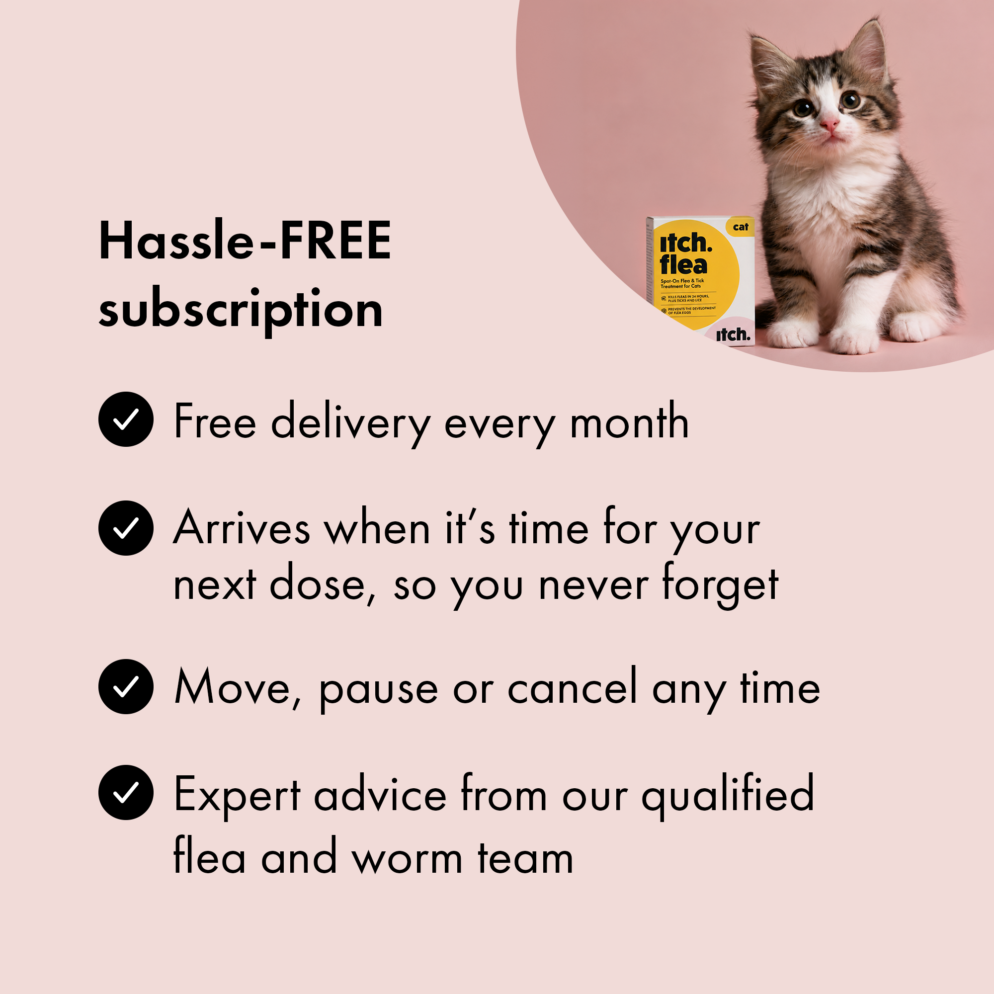 Itch Flea Treatment for Cats & Kittens subscription benefits.
