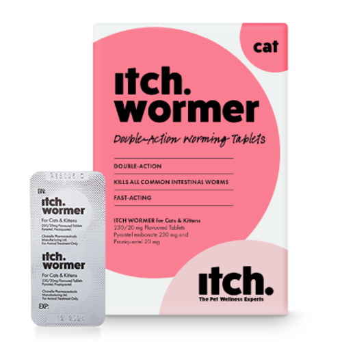 Itch Wormer Tablet, Double-Action worming tablets for Cats & Dogs - Itch Wormer Cat box