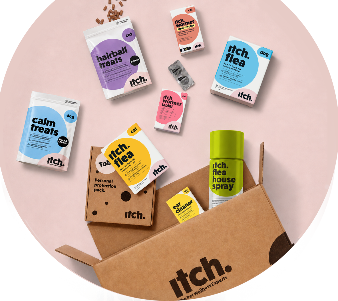 Itch Flea and Worming Treatment range of products