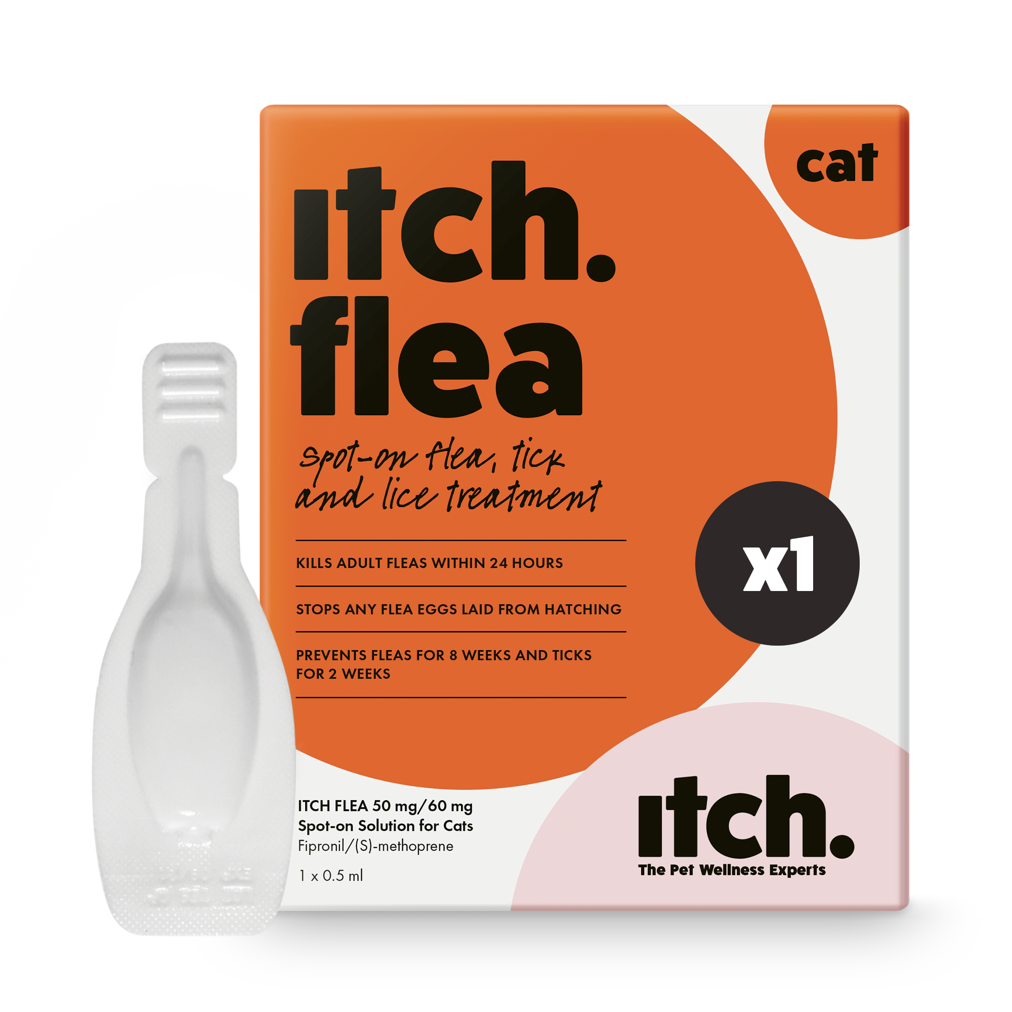 Itch Flea Spot-on Flea, Tick & Lice Treatment for Cats & Dogs - Box with Pipette.