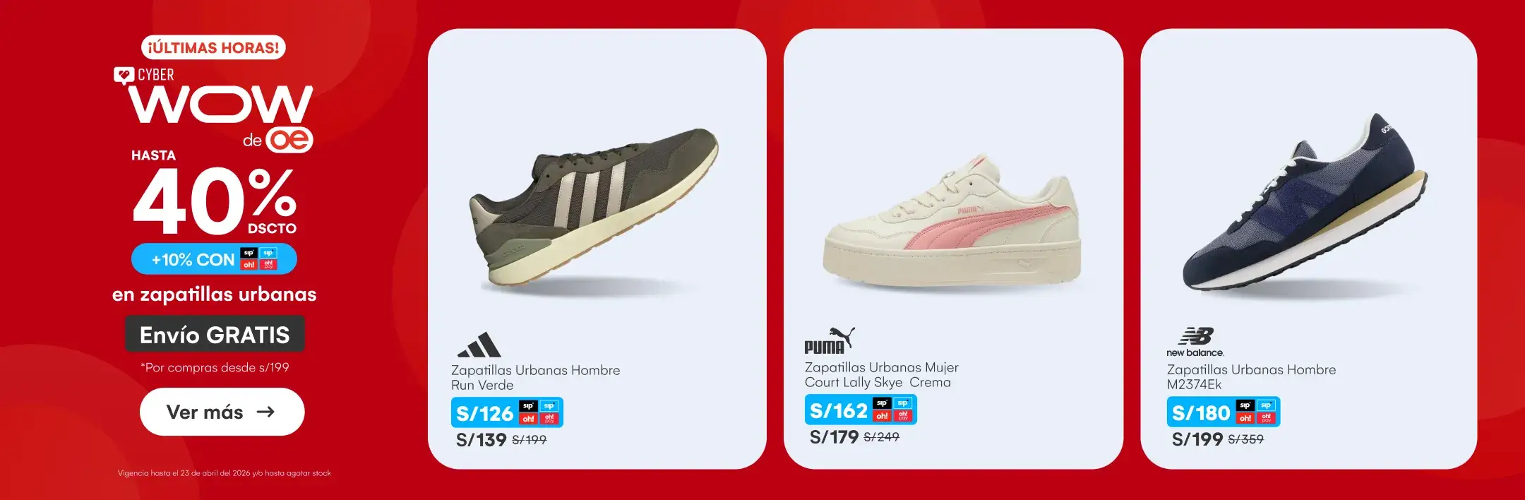 HOME-CALZADO-CALZADO-hasta 40%  10% sip en zapatillas urbanas-ADIDAS, PUMA, NIKE, NEW BALANCE, REEBOK, SKECHERS Y MAS-20260423-0843