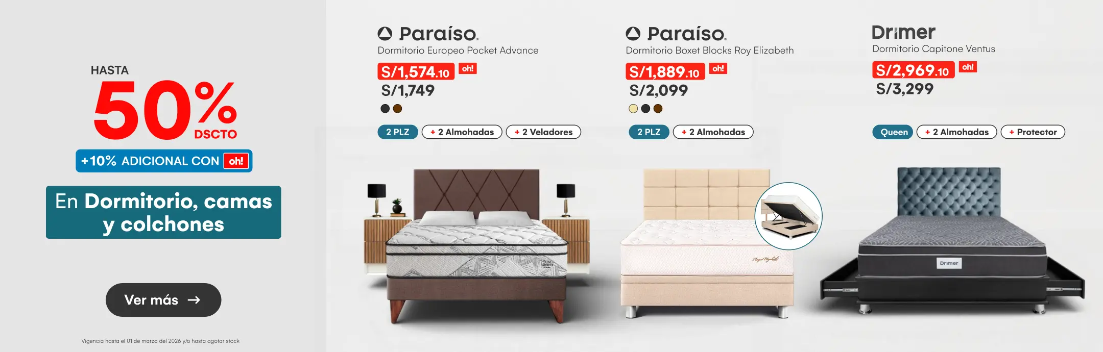 DECO-DORMITORIO-HASTA 50%DSCTO ´10?ICIONAL CON TOH EN DORMITORIOS CAMAS Y COLCHONES-NULL-NULL-6-20260220-1823