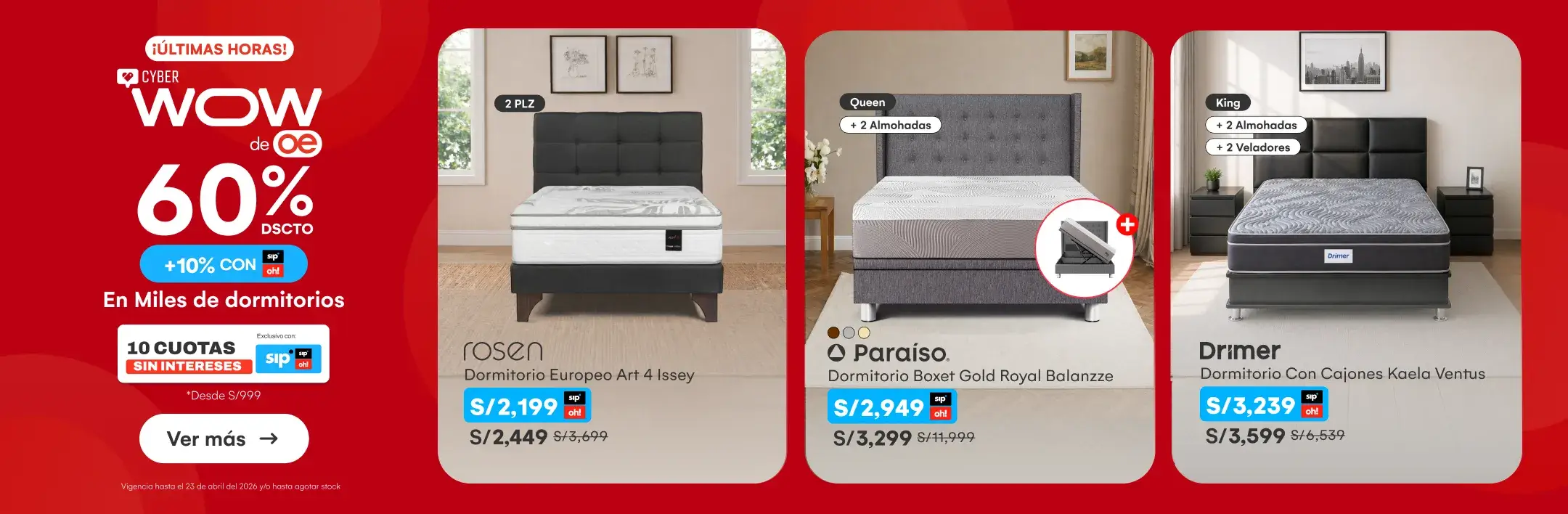 HOME-DECOHOGAR-MUEBLES-60% dscto   10% con SIP en miles de dormitorio, camas y colchones | 10 CSI desde S/.999-7-20260423-1735