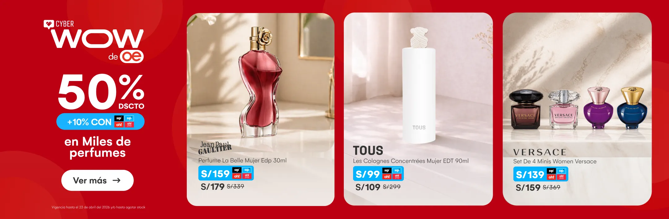 HOME-BELLEZA-PERFUMERÍA-llamado-50%  10%SIP ADC EN MILES DE PERFUMES-JPG, TOUS, CH-1-20260421-1553