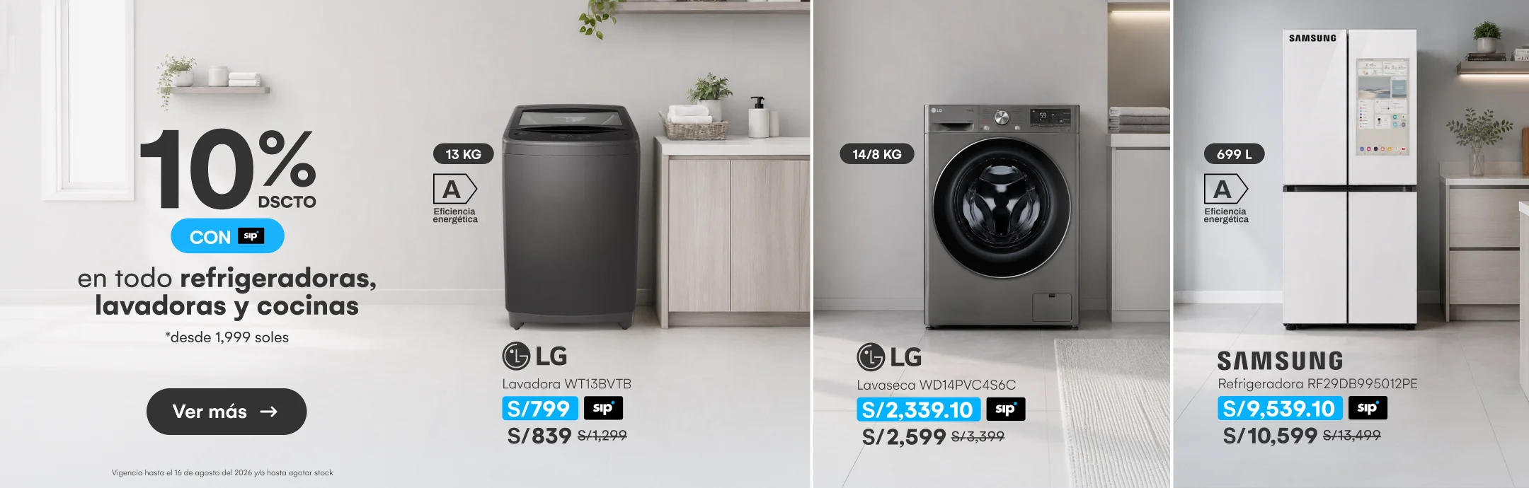 HOME-ELECTRO-LINEA BLANCA-10% de dscto en todo Refris, Lavas y Cocinas desde 1,999 soles exclusivo con SIP-8-20260815-0000-REGULAR