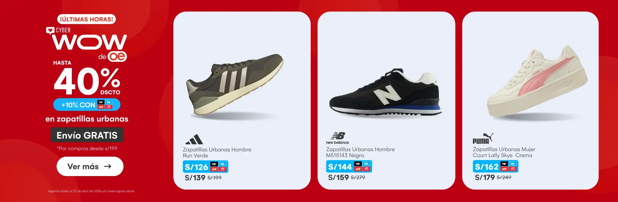 HOME-CALZADO-CALZADO-hasta 40%  10% sip en zapatillas urbanas-ADIDAS, PUMA, NIKE, NEW BALANCE, REEBOK, SKECHERS Y MAS-20260423-0843