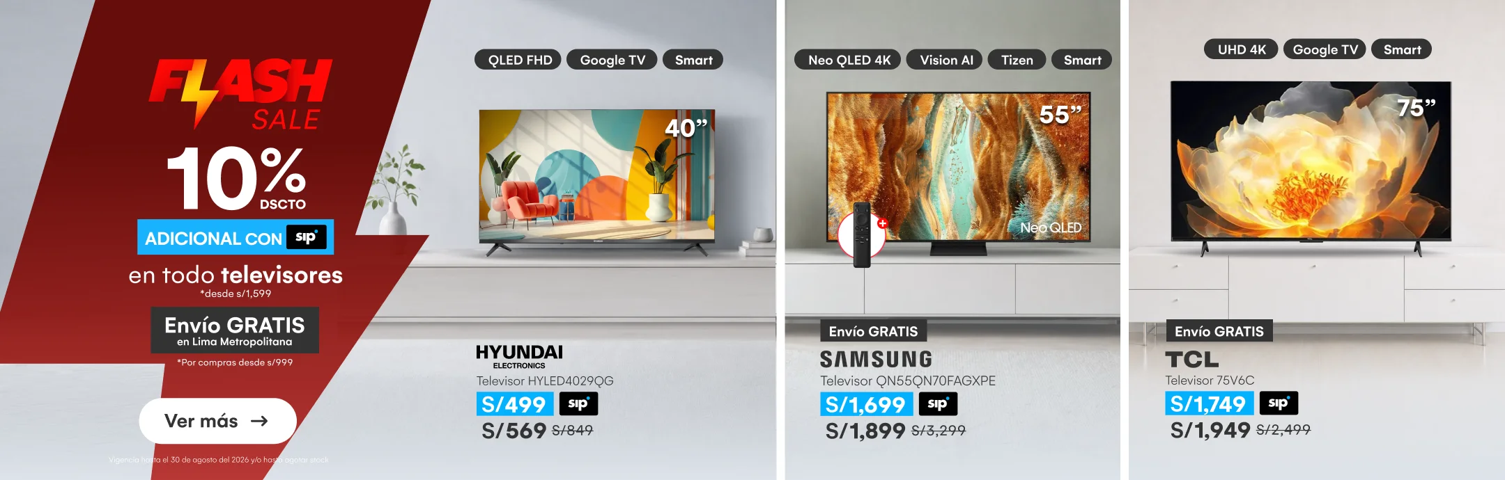 HOME-ELECTRO-TV-10% de dscto adicional en todo TVs desde 1599 soles, exclusivo con SIP-1-20260827-0000-FS