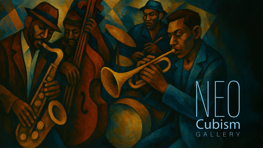 A Copilot AI generated image and text of a Commercial Jazz Poster in the style of the Cubists artists - Picasso, Gris, Metzinger and many more