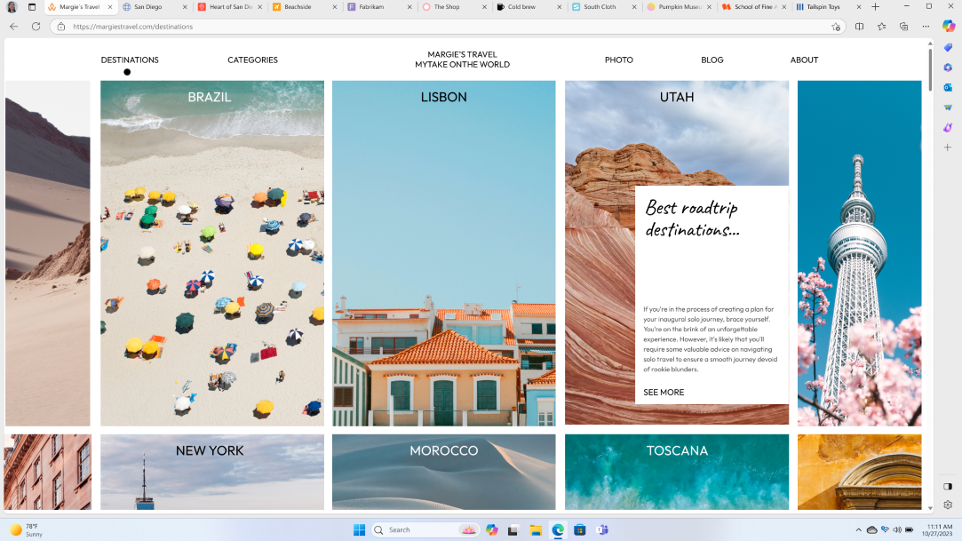Copilot in MS-Word helps a young woman summarize a travel article