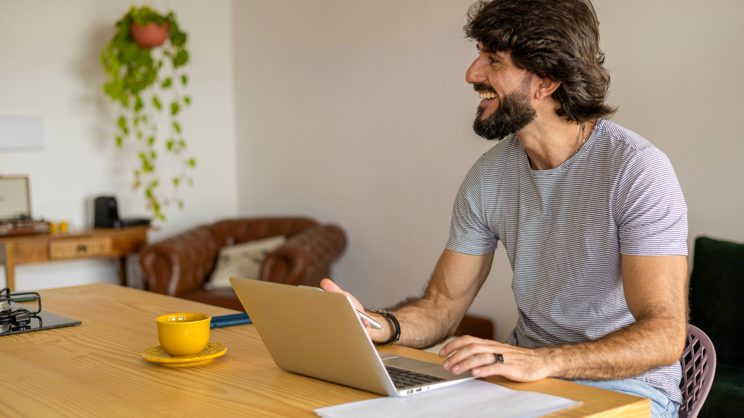 A job applicant revising his resume and cover letter with AI