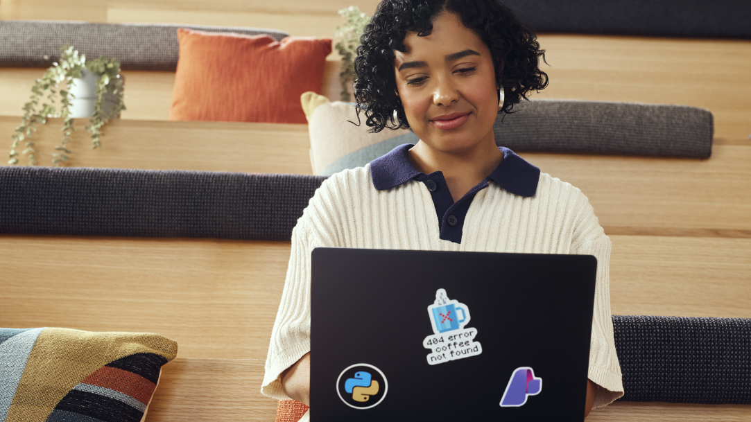 Female developer working on a laptop