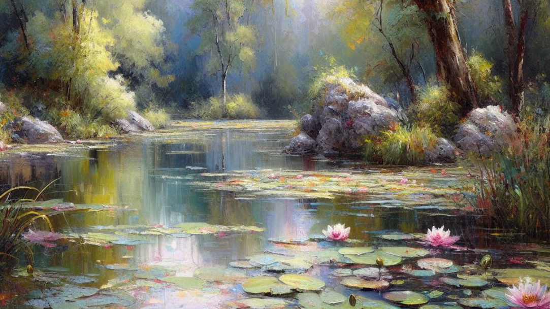 A painting of water lilies
