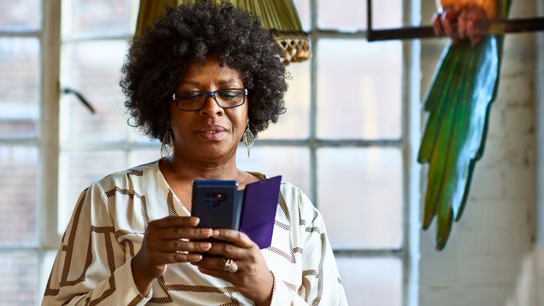 Woman looking at her cellphone