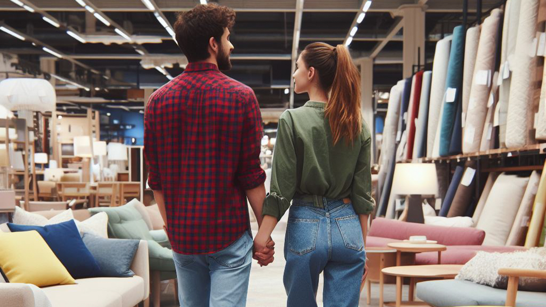 Couple shopping for home decor