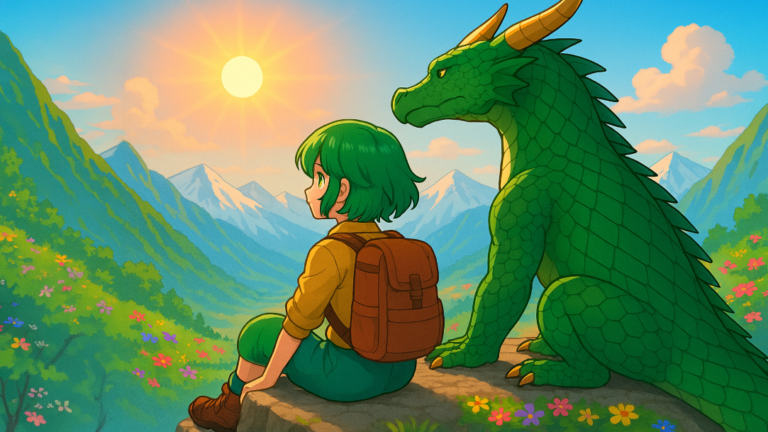 A Shojo-style image of a girl and her dragon